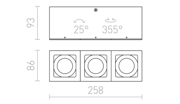 BERIT III stropna rasvjeta aluminijum 230V GU10 3x50W