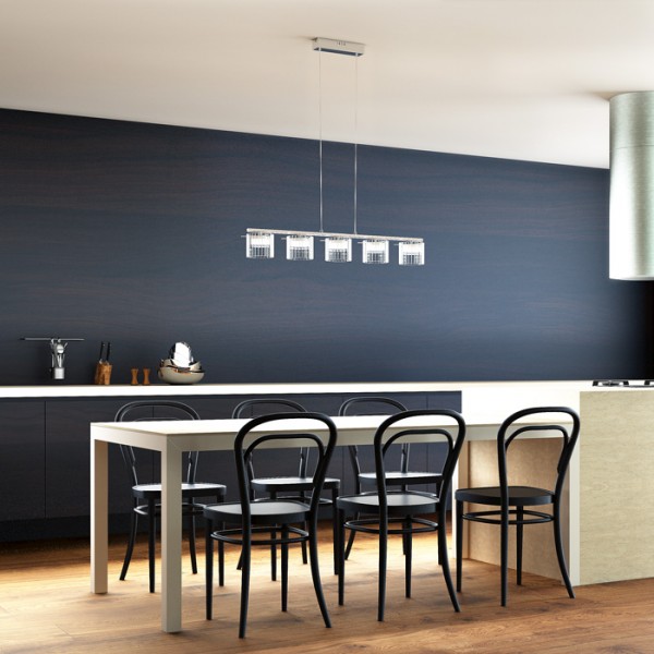 ESTRA V viseća bijela prozirno staklo 230V LED 5x5W 3000K