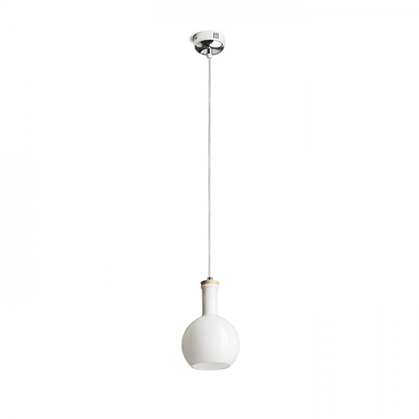 PULIRE RD viseća opalno staklo/drvo/krom 230V LED E14 6W