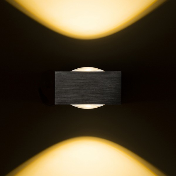 KORSO II zidna eloksirano crno 230V LED 2x3W 120° IP54 3000K