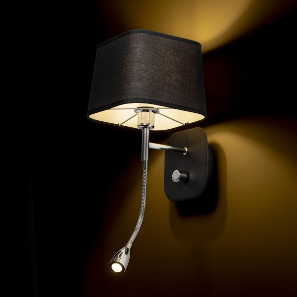 PERTH zidna s LED spot svjetiljkom crna/crna krom 230V LED E14 LED 7+3W 30° 3000K