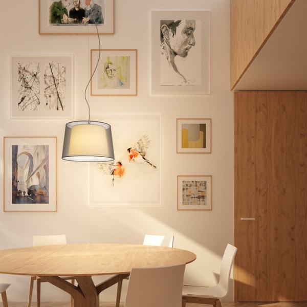 ESPLANADE viseća transparentna crna/bijela krom 230V LED E27 15W