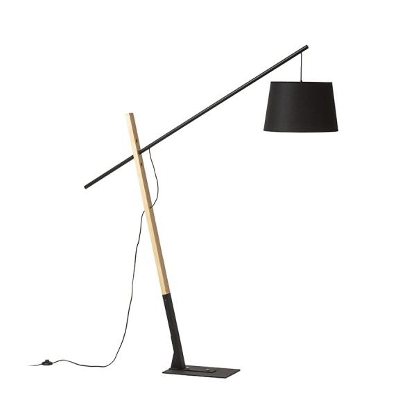 DANTE podna crna drvo 230V LED E27 15W
