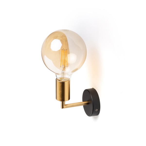 ARAQ zidna brušeni mesing/crna 230V LED E27 15W