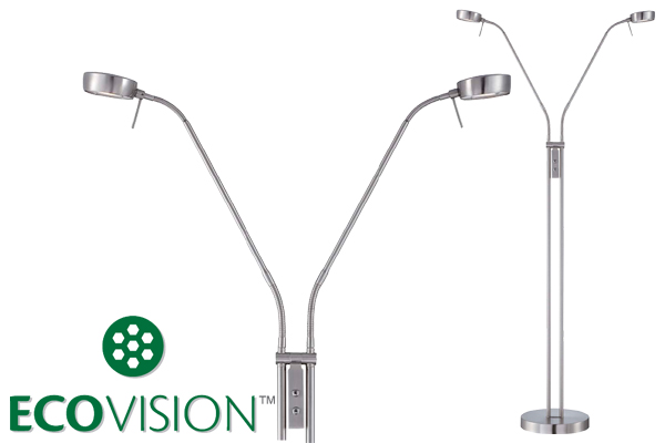 21807_01 EcoVision LED podna svjetiljka 2×5W, 3000K - topla bijela, podesiva akrilna sjenila