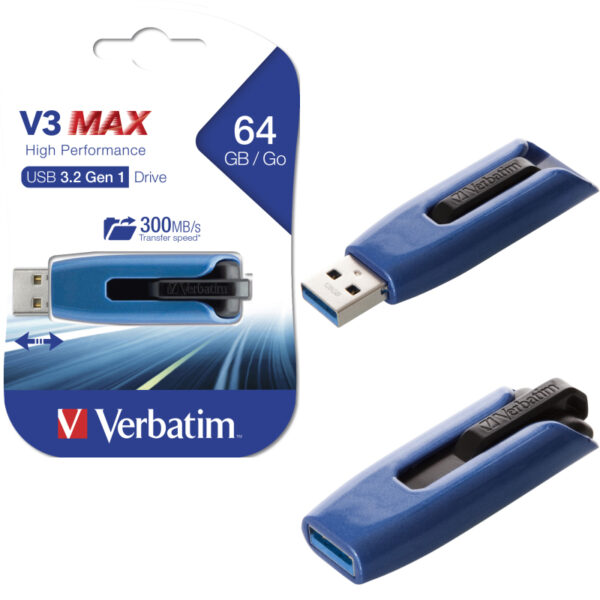 Verbatim USB3.2 V3 MAX 64GB High Performance Drive (do 300MB/s)