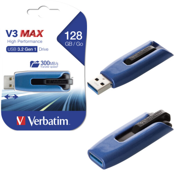 Verbatim USB3.2 V3 MAX 128GB High Performance Drive (do 300MB/s)