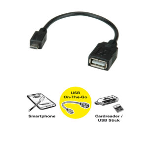Roline VALUE USB2.0 kabel TIP A(F) na Micro B(M), 0.15m, crni