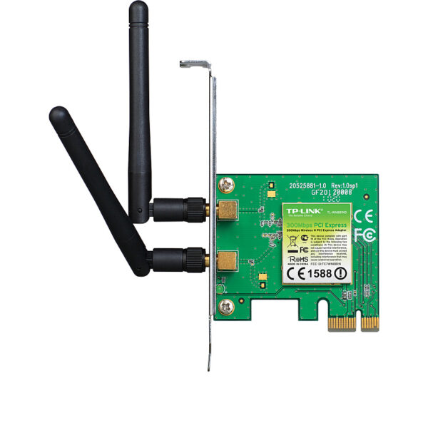 TP-Link bežični PCIe adapter 300Mbps (2.4GHz), 802.11n/g/b, 2× odvojiva antena, Low profile
