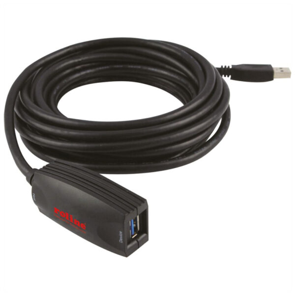 Roline USB3.0 aktivni produžni kabel sa ponavljačem, 5.0m, crni
