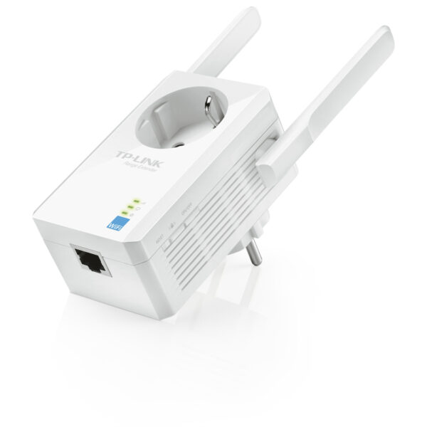 TP-Link bežični pojačivač dometa (Universal Range Extender) 300Mbps, (2.4GHz), 802.11b/g/n, 1×RJ45 10/100, 2×vanjske antene fiksne, range extender tipka, dodatna utičnica