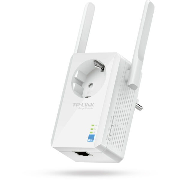 TP-Link bežični pojačivač dometa (Universal Range Extender) 300Mbps, (2.4GHz), 802.11b/g/n, 1×RJ45 10/100, 2×vanjske antene fiksne, range extender tipka, dodatna utičnica