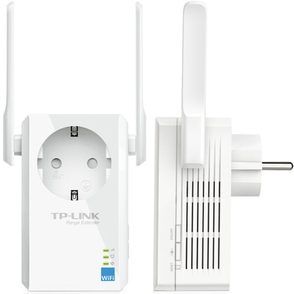 TP-Link bežični pojačivač dometa (Universal Range Extender) 300Mbps, (2.4GHz), 802.11b/g/n, 1×RJ45 10/100, 2×vanjske antene fiksne, range extender tipka, dodatna utičnica