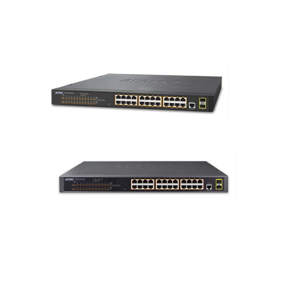 PLANET Gigabit preklopnik (Switch) 24-port IPv4 upravljiv 802.3at PoE + 2-port 100/1000X SFP (300W)