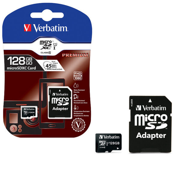 Verbatim memorijska kartica Premium Micro SDXC Secure Digital 128GB Class 10 + adapter
