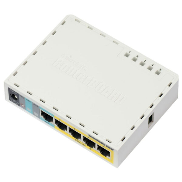 Mikrotik RB750UPr2, hEX PoE lite, 650MHz CPU, 64MB RAM, 5xLAN, (4×PoE izlaz), USB, RouterOS L4, plastično kućište, PSU