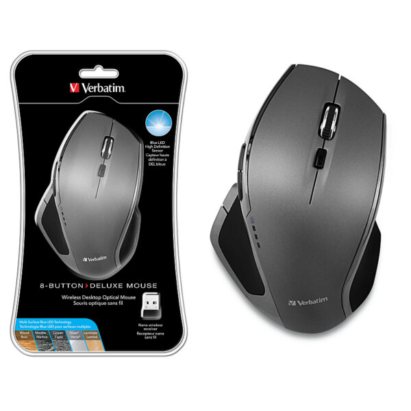 Verbatim Deluxe bežični Blue LED miš, 8 tipki, srebrni