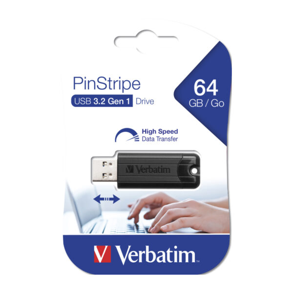 34340_04 Verbatim PinStripe 64GB USB3.2 Gen1, crni