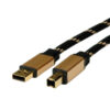 Roline GOLD USB2.0 kabel TIP A/B M/M, 3.0m, crno/zlatni