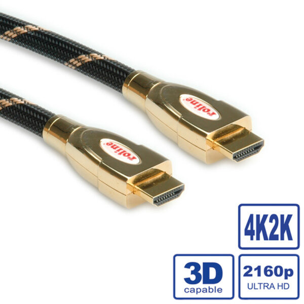 Roline GOLD HDMI Ultra HD kabel sa mrežom, M/M, 1.0m