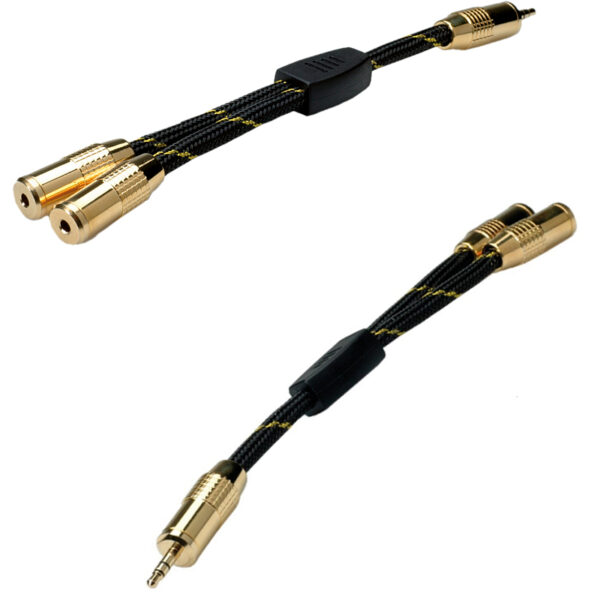 Roline GOLD adapter kabel 3.5mm Stereo, 1×M/2×F, 0.15m