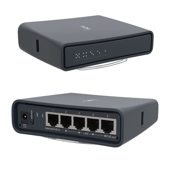 36499_03 Mikrotik RB952Ui-5ac2nD-TC, hAP ac lite tower, 650MHz CPU, 64MB RAM, 5xLAN, 2.4Ghz 802.11b/g/n/ 5Ghz 802.11ac, USB, PSU, RouterOS L4
