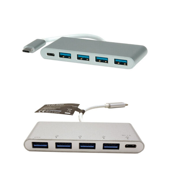 36680_01 Roline Hub 4-porta USB3.0 + USB-C (PD), USB-C kabel, 0.1m