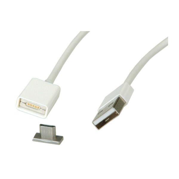 Roline USB2.0 magnetski kabel TIP A(M) na Micro B(M), 1.0m, bijeli