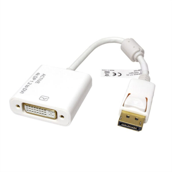 Roline adapter/kabel DisplayPort - DVI-D (24+1), M/F, 4K30, aktivni, 0.15m