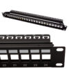 Roline 24-portni Patch Panel (prazni) 19" Keystone STP Cat.5/6/6a/Class E, crni