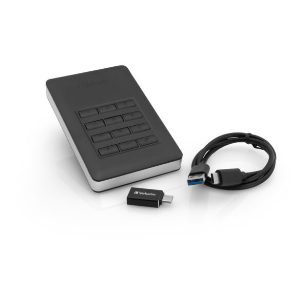 Verbatim 2.5" Store'n'Go Secure 1TB vanjski HDD, USB3.1 Gen1, AES 256-bit hardware enkripcija, zaštita pristupa tipkovnicom