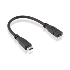 Roline USB-C kabel (M/F), 20V/5A, 0.15m, crni