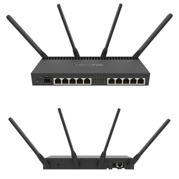 Mikrotik RouterBOARD 4011iGS+5HacQ2HnD, Cortex A15 CPU (4-cores), 1GB RAM, 10×GLAN, 1×SFP+, 2.4Ghz/5Ghz 802.11b/g/n/ac, RouterOS L5, desktop kućište, PSU