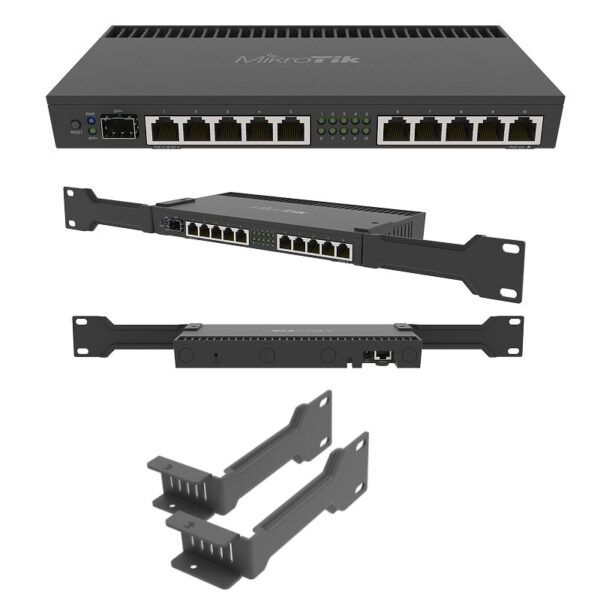 Mikrotik RouterBOARD 4011iGS+RM, A15 CPU (4-cores), 1GB RAM, 10×GLAN, 1xSFP+, RouterOS L5, desktop kućište, rackmount, PSU