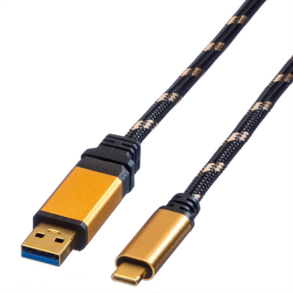 44183_01 Roline GOLD USB3.1 Gen2 kabel TIP A-C M/M, 1.0m, crno/zlatni