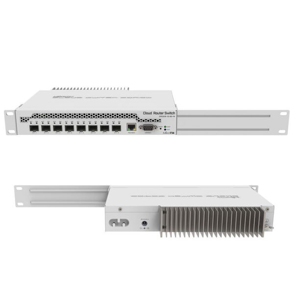 Mikrotik Cloud Router Switch CRS309-1G-8S+IN, Dual core 800MHz CPU, 512MB RAM, 1×GLAN, 8×SFP+ cages, RouterOS, L5 or SwitchOS (dual boot), pasivno desktop kućište, rackmount ears, PSU