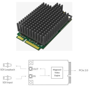 Magewell Pro capture mini SDI LH, mini PCIe, 1-channel SDI with loop through, 11mm heatsink, Windows/Linux/Mac (11131)