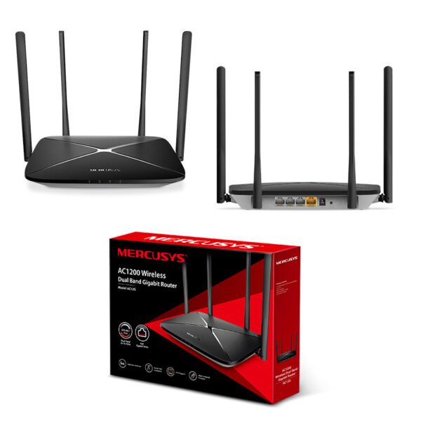 Mercusys AC1200 bežični usmjerivač (Dual-Band Gigabit Router) 300Mbps/867Mbps (2.4GHz/5GHz), 802.11ac/b/g/n, 1×G-WAN, 4×G-LAN, 4 x fiksne antene