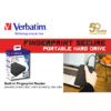 Verbatim 2.5" Fingerprint Secure Portable 2TB HDD USB3.1 Gen1, AES 256-bit hardware enkripcija, zaštita pristupa otiskom prsta