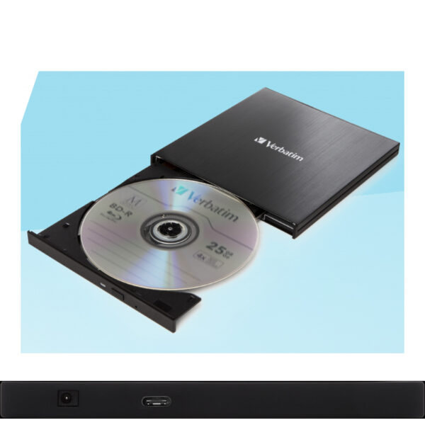 Verbatim Blu-Ray Slimline Ultra HD 4K vanjski snimač, M-Disc kompatibilan, USB3.2 (USB-C), crni