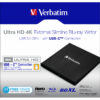 Verbatim Blu-Ray Slimline Ultra HD 4K vanjski snimač, M-Disc kompatibilan, USB3.2 (USB-C), crni