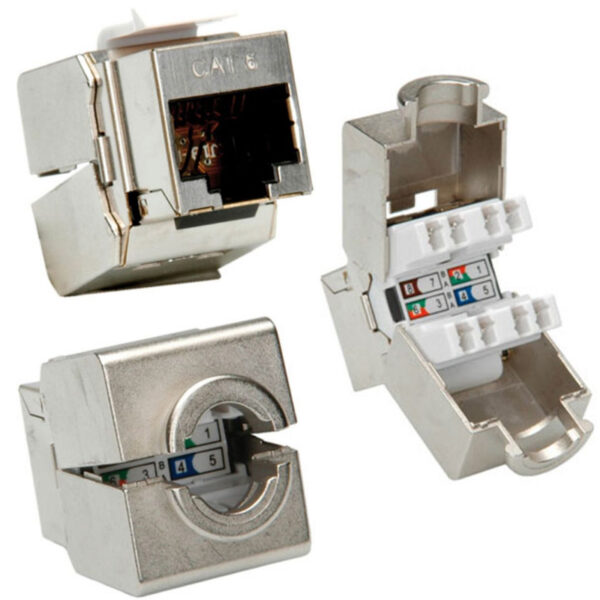 45559_01 Roline RJ45 Keystone konektor Cat.6/Class E, STP (tool-free), srebrni