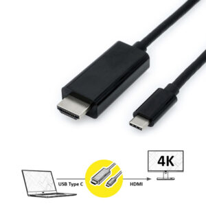 Roline VALUE USB-C - HDMI kabel, M/M, 2.0m, crni