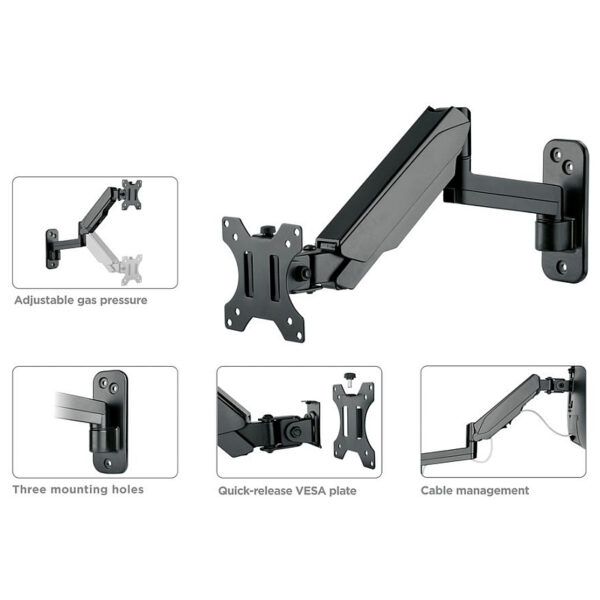 Roline VALUE zidni nosač za monitor, 5 spojeva, Pivot, nosivost 8kg, crni