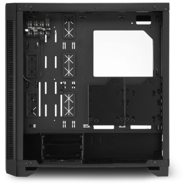 Sharkoon ELITE SHARK CA200G Tower E-ATX kućište, bez napajanja, prozirna bočna stranica, RGB ventilator stražnji 1×120, crno