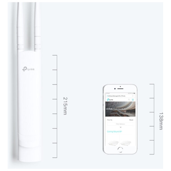 TP-Link Omada bežična pristupna točka zidna/stropna vanjska (AP) 300Mbps (2.4GHz), LAN, 802.11b/g/n, podrška za Pasive PoE, 5dBi vanjska Omni antena, IP65