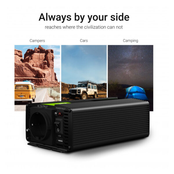 Green Cell strujni inverter 24V na 230V, 500W/1000W Pure Sine Wave (INV17)