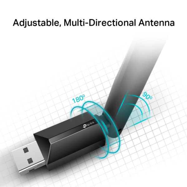 TP-Link AC600 Archer T2U Plus bežični High-Gain Dual-Band USB adapter 200Mbps/433Mbps (2.4GHz/5GHz), 802.11a/b/g/n/ac, 5dBi antena