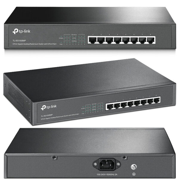 TP-Link 8-port Gigabit PoE+ preklopnik (Switch), 8×10/100/1000M RJ45 PoE ports, 802.3af/at, metalno kućište, 1U 13" (153W)