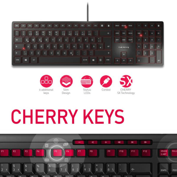 Cherry KC 6000 Slim tipkovnica, USB, crna
